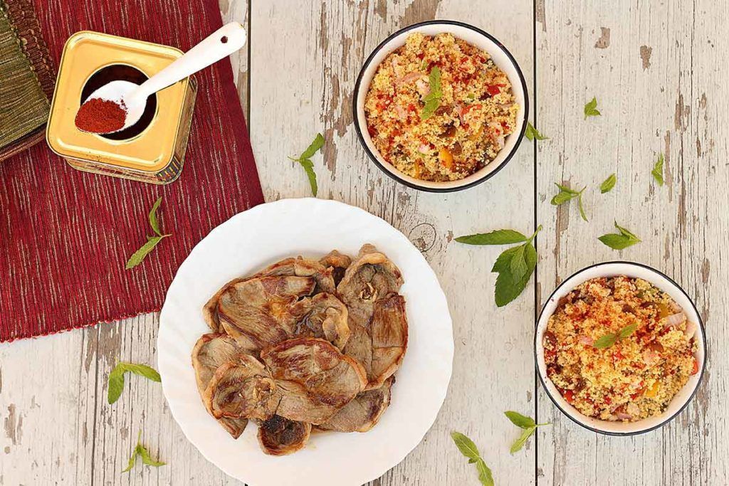 chuletas de cordero ternasco de aragon con tabule